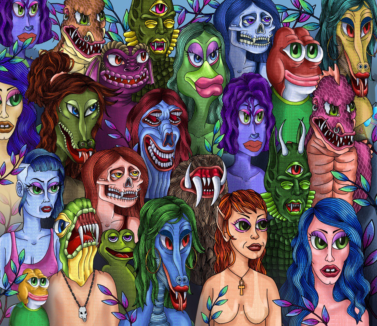 版画 Blue Furry Family print by Matt Furie Matt Furie art🐸☯️ | Foundation